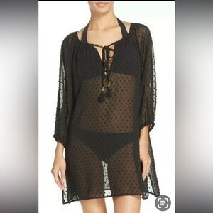 Tommy Bahama- Black Sheer dotted swim cover up. Size- M